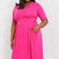 Celeste Sweetheart Full Size Short Sleeve Maxi Dress in Hot Pink