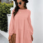 Balloon Sleeve Keyhole Tiered Dress