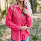 Waffle-Knit Button-Up Shirt Jacket
