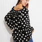 CY Fashion Polka Dot Party Full Size Bell Sleeve Blouse