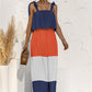 Color Block Tie Shoulder Tiered Sleeveless Dress