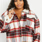 Davi & Dani Fresh Fall Vibes Full Size Plaid Button Down Jacket with Teddy Trim