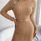 Cable-Knit Cropped Sweater and Knit Skirt Set