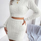 Cable-Knit Cropped Sweater and Knit Skirt Set