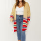 Davi & Dani Loveliest Smile Full Size Striped Longline Cardigan