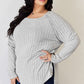 Basic Bae Full Size Ribbed Round Neck Slit T-Shirt
