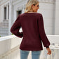Waffle-Knit Puff Sleeve Square Neck Top