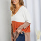 Culture Code Color Block Slit Tunic Rib-Knit Top