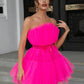 Tulle Ruffle Hem Bow Detail Mini Dress