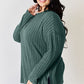 Basic Bae Full Size Ribbed Half Button Long Sleeve High-Low T-Shirt