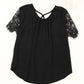 Strappy Neck Spliced Lace Eyelash Trim Blouse