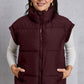 Zip Up Turtleneck Pocketed Vest Coat