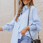 Striped Button Front Smocked Shirt