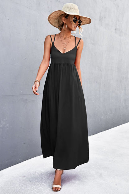 Double-Strap Crisscross Maxi Dress