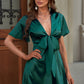 Tie Front Plunge Flutter Sleeve Mini Dress