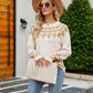Cozy Vision Printed Raglan Sleeve Ribbed Trim Sweater