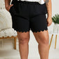 Cotton Bleu Ups and Downs Full Size Scalloped Airflow Shorts in Black