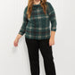 CY Fashion Full Size Plaid Side Slit Button Detail Top