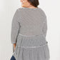 Doe & Rae Full of Love Full Size Striped Tiered Top