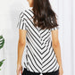 Yelete Casual Living Full Size Chevron Stripe V-Neck Tee