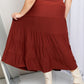 Zenana Full Size Wide Waistband Tiered Midi Skirt