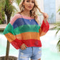 Color Block Openwork Boat Neck Cover Up