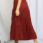 Zenana Full Size Wide Waistband Tiered Midi Skirt