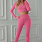 Zip Up Cropped Top and Leggings Yoga Set