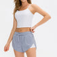 Two-Tone Drawstring Waist Faux Layered Athletic Shorts