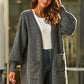 Drop Shoulder Ribbed Trim Open Front Cardigan