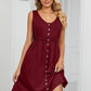 Buttoned V-Neck Sleeveless Mini Dress with Pockets