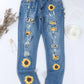 Sunflower Leopard Patchwork Distressed Jeans