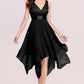 Sleeveless Handkerchief Hem Spliced Lace Dress