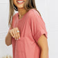 Zenana Full Size Slit Tee and Biker Shorts Set in Rose