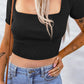 Square Neck Ribbed Crop Top