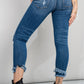 Zenana Slit Frayed Hem Distressed Jeans