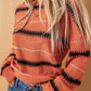Striped Drop Shoulder Ribbed Cuff Sweater