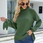 Tie-Cuff Raglan Sleeve Turtleneck Sweater