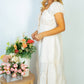 White Birch Flower Market Full Size Lace Trim Midi Dress