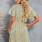 Ditsy Floral Flutter Sleeve Bow Detail Dress