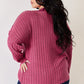 Basic Bae Full Size Ribbed Half Button Long Sleeve High-Low T-Shirt