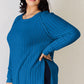 Basic Bae Full Size Ribbed Round Neck Slit T-Shirt