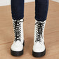 Weeboo Big Steps Platform Combat Boots in White