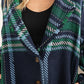 Davi & Dani Full Size Plaid Fringe Trim Pocket Coat