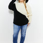 CY Fashion Half-and-Half Full Size Color Block Sweater