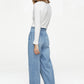 Button-Fly Wide Leg Jeans