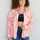 Davi & Dani Peace Sign Full Size Tie-Dye Embroidered Patch Shacket