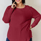 Basic Bae Full Size Ribbed Round Neck Slit T-Shirt