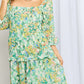 Davi & Dani Floral Frill Trim Square Neck Midi Dress