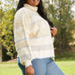 Davi & Dani Dozy Weather Full Size Geometric Fuzzy Turtleneck Sweater in Taupe